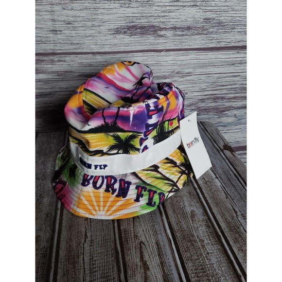 Born Fly Unisex Multicolor Bucket Hat MSRP $32, L/XL, Palm Tree, Grafitti, Sun - Picture 1 of 4